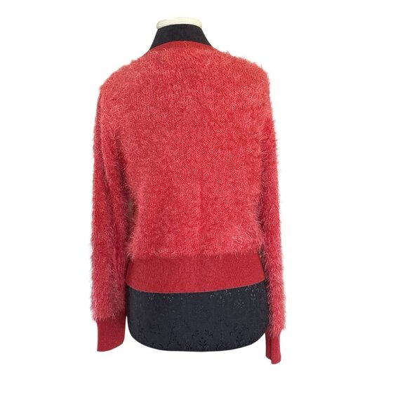 Rewind Cardigan Salmon Medium Long Sleeve Scoop Neck Button Down Fuzzy Sweater - Picture 4 of 7